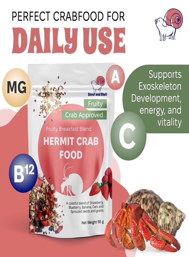 Snout and Shell Natural Hermit Crab Food - High-Protein Hermit Food with Real Fruit and Sprouted Grains - 65 g (2.3 oz) Crab Food for Pet Hermit Crabs by Snout and Shell - Image 2